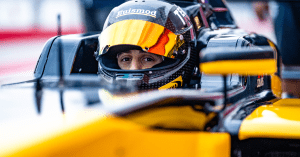 F1 race driver Focused